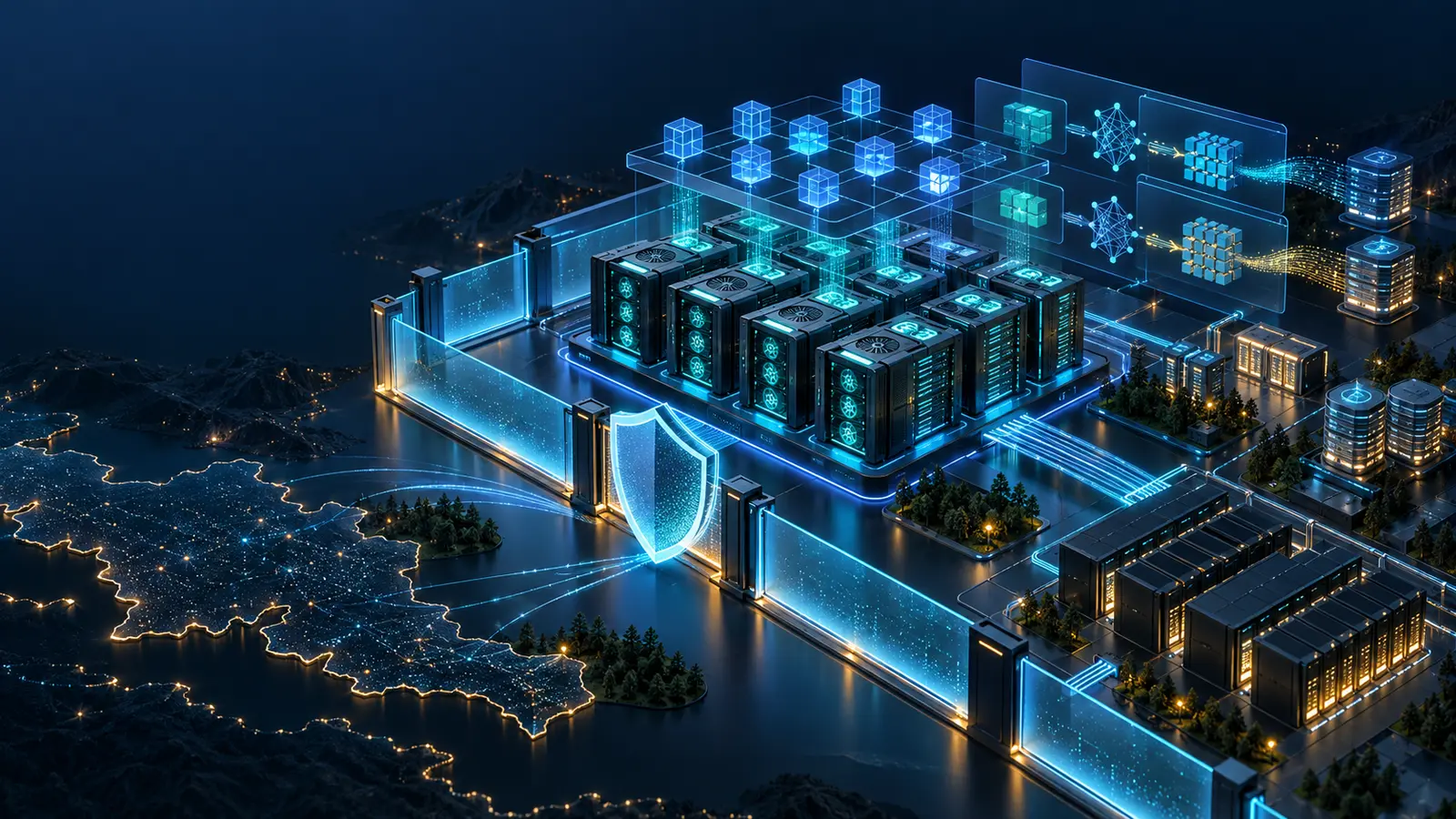 تصویر گرافیکی زیرساخت Private AI شامل GPU، Kubernetes و مرز حاکمیت داده